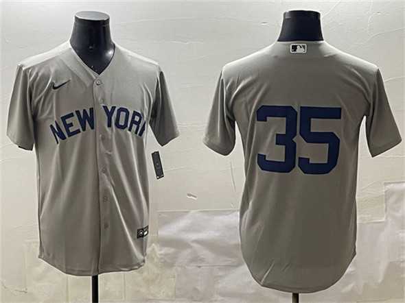 Men%27s New York Yankees #35 Cody Bellinger Gray Cool Base Stitched Jersey